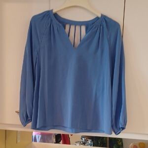 Lilly Pulitzer Blue 3/4 Sleeve Cut Out Blouse